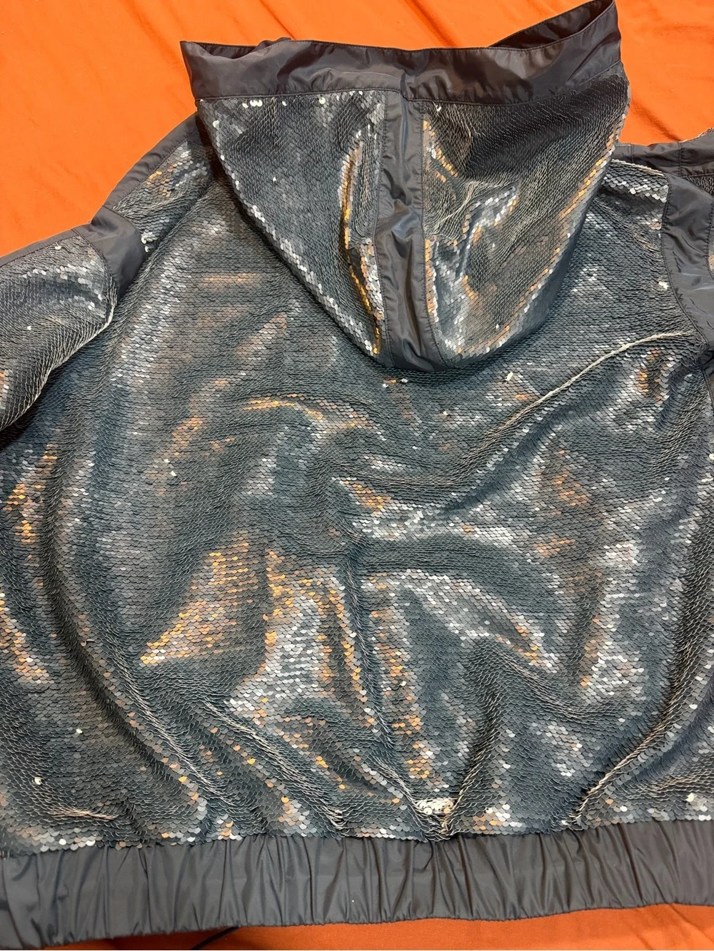 CHANEL Navy Sequin Hooded Zip Jacket with Silver Accents - Picture 3 of 9